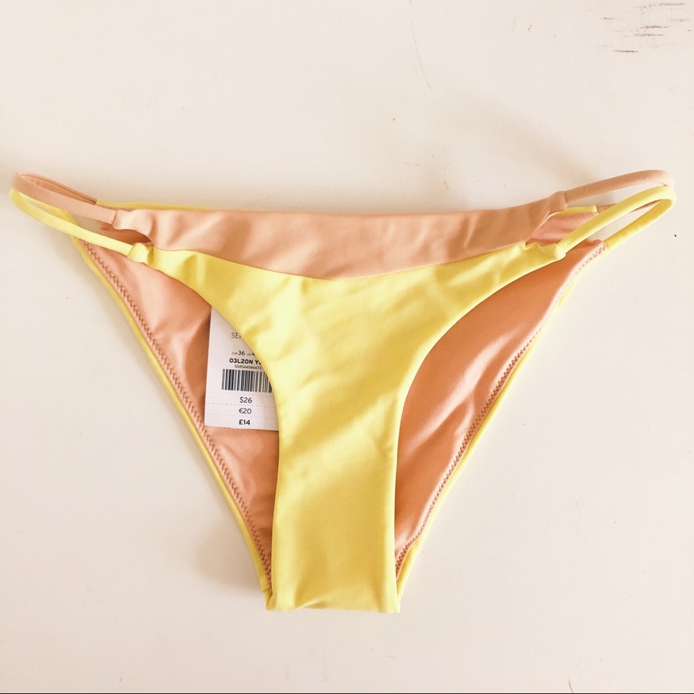 NWT Topshop Bikini Bottom Yellow + Nude